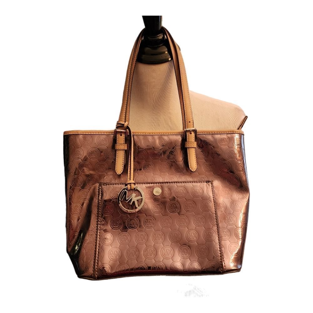 Michael Kors Patent Logo Monogram Tote Bag